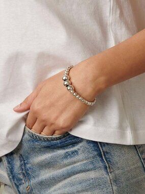 UNO de 50 Tragalobas Silver Beaded Bracelet | Retired Stretch